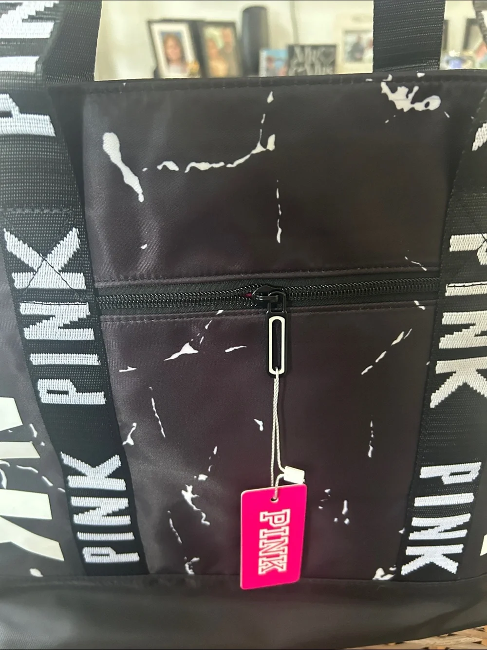 PINK Victoria's Secret Black Tote with Pink Interior